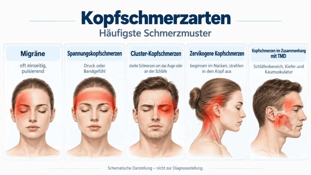 Kopfschmerzen – ein Symptom, viele mögliche Ursachen 2 physiotherapie imrikehus bild 2 kopfschmerzarten schmerzmuster